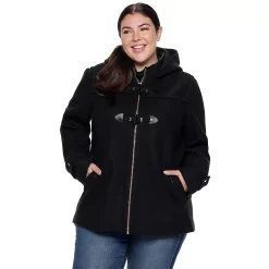 Plus Size Nine West Hooded Faux-Fur Trim Toggle Coat -Nine West shop 3803930 ALT3