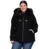 Plus Size Nine West Hooded Faux-Fur Trim Toggle Coat