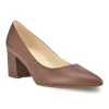 Nine West Issa Women's Leather Block Heels -Nine West shop 4309269 Dark Natural