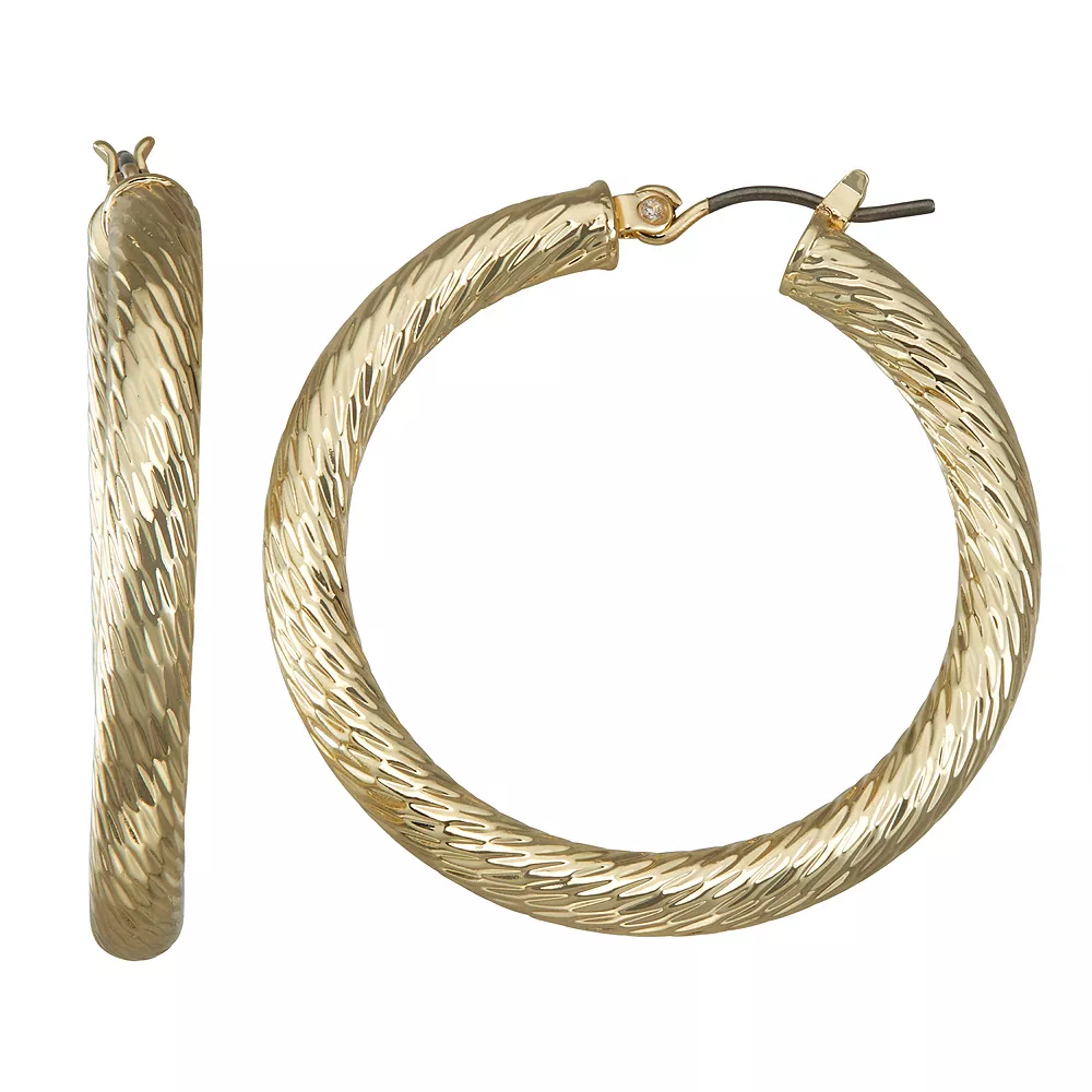 Nine West Textured Tube Hoop Earrings 3 Nine West Textured Tube Hoop Earrings
