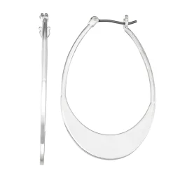 Nine West Flat Bottom Oval Hoop Earrings