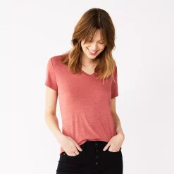 Women's Nine West Essential V-Neck Tee -Nine West shop 4841148 Mauve Jewel Nep