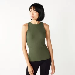Women's Nine West Ribbed Tank -Nine West shop 4841430 Infantry Olive