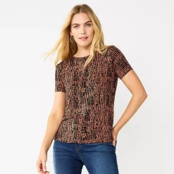 Women's Nine West Essential Crewneck Tee -Nine West shop 4911743 Black And Brown Dots