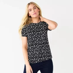 Women's Nine West Essential Crewneck Tee -Nine West shop 4911743 Black Animal