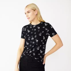 Women's Nine West Essential Crewneck Tee -Nine West shop 4911743 Black White Poppy