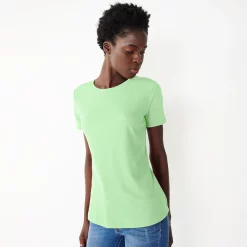 Women's Nine West Essential Crewneck Tee -Nine West shop 4911743 Glowlight Green Rib