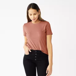 Women's Nine West Essential Crewneck Tee -Nine West shop 4911743 Mauve Jewel Rib