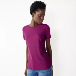 Women's Nine West Essential Crewneck Tee -Nine West shop 4911743 Pansy Plum Rib