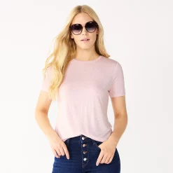 Women's Nine West Essential Crewneck Tee -Nine West shop 4911743 Pink Cobble Dot