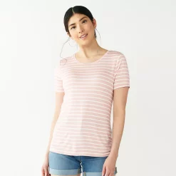 Women's Nine West Essential Crewneck Tee -Nine West shop 4911743 Pink Stripe