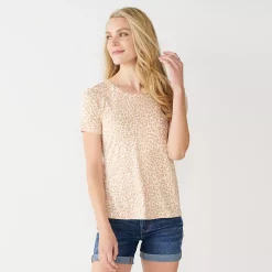 Women's Nine West Essential Crewneck Tee -Nine West shop 4911743 Tan Cheetah