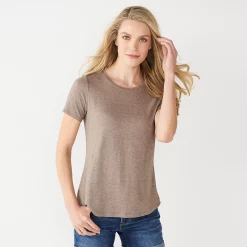 Women's Nine West Essential Crewneck Tee -Nine West shop 4911743 Tan Heather