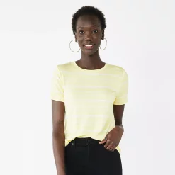 Women's Nine West Essential Crewneck Tee -Nine West shop 4911743 Yellow Stripe