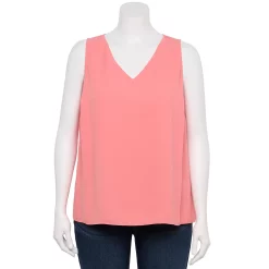Plus Size Nine West Essential V-Neck Tank -Nine West shop 4952917 Cruz Coral