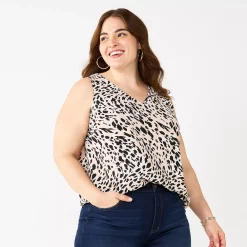 Plus Size Nine West Essential V-Neck Tank -Nine West shop 4952917 Spotted Leopard