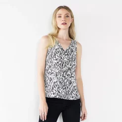 Petite Nine West V-Neck Tank -Nine West shop 4957403 Black Dot Feather