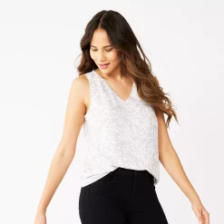 Women's Nine West V-Neck Tank -Nine West shop 4974987 Gray Flowy Animal