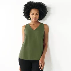 Women's Nine West V-Neck Tank -Nine West shop 4974987 Olive