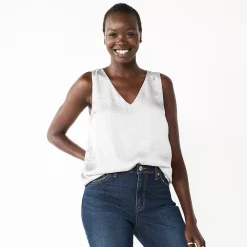 Women's Nine West V-Neck Tank -Nine West shop 4974987 White Satin