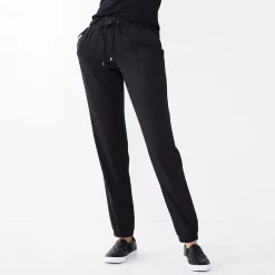 Women's Nine West Elastic-Cuff Relaxed Jogger Pants -Nine West shop 5028329 Black Lurex Stripe