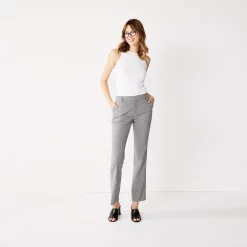 Women's Nine West Magic Waist Barely Bootcut Pants -Nine West shop 5033819 Gray Slub Check