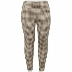 Plus Size Nine West Seamed Tummy-Control Ponte Leggings -Nine West shop 5035946 Tan Plaid