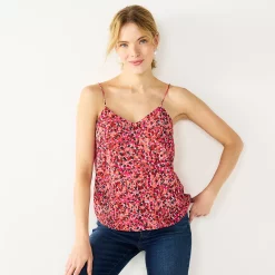 Petite Nine West V-Neck Layering Camisole -Nine West shop 5120912 Pink Floral