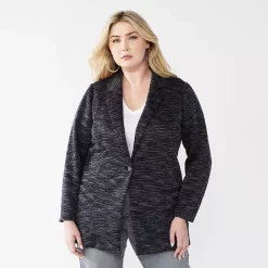 Plus Size Nine West Relaxed Knit Blazer -Nine West shop 5128594 Gray Spacedye