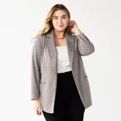 Plus Size Nine West Relaxed Knit Blazer -Nine West shop 5128594 Plaid