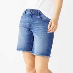 Women's Nine West Slimming Pocket High-Waisted Bermuda Shorts -Nine West shop 5204233 Medium Wash