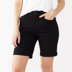 Women's Nine West Slimming Pocket High-Waisted Bermuda Shorts -Nine West shop 5204233 Mineral Black