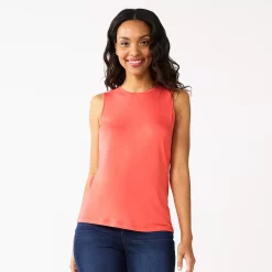 Nine West Essential Easy High-Neck Tank -Nine West shop 5214280 Marine Coral