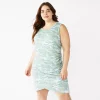Plus Size Nine West French Terry Sleeveless Tulip Hem Dress -Nine West shop 5223861 Green Paint Dabs