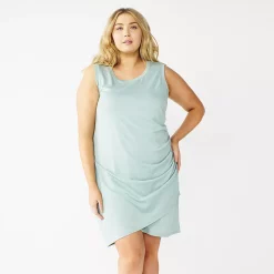 Plus Size Nine West French Terry Sleeveless Tulip Hem Dress -Nine West shop 5223861 Mint Virtue