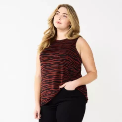 Plus Size Nine West Essential Easy High-Neck Tank 46 Plus Size Nine West Essential Easy High-Neck Tank -Nine West shop 5234070 Brown Zebra
