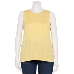 Plus Size Nine West Essential Easy High-Neck Tank 45 Plus Size Nine West Essential Easy High-Neck Tank -Nine West shop 5234070 Yellow Palms