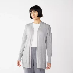 Women's Nine West Essential Lightweight Cardigan 20 Women's Nine West Essential Lightweight Cardigan -Nine West shop 5234642 Gray Fox Heather