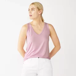 Petite Nine West Essential V-Neck Easy Tank -Nine West shop 5234801 Lilac Necklace