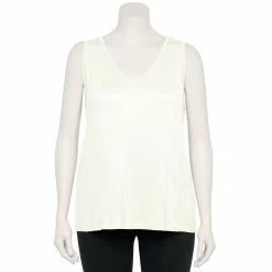 Plus Size Nine West Essential Easy V-Neck Tank -Nine West shop 5235544 Modern White