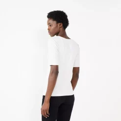 Women's Nine West Ribbed Fitted Elbow-Sleeve Tee -Nine West shop 5236177 ALT