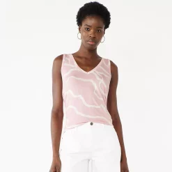 Women's Nine West Easy V-Neck Tank -Nine West shop 5237679 Lilac Wavy Stripe