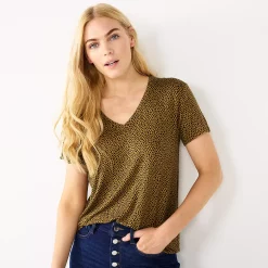 Petite Nine West Essential Short Sleeve V-Neck Tee 49 Petite Nine West Essential Short Sleeve V-Neck Tee -Nine West shop 5246433 Brown Cobble Dot