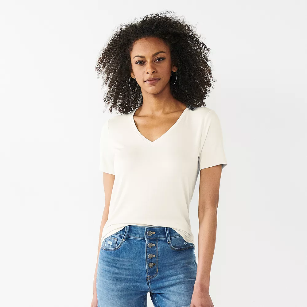 Petite Nine West Essential Short Sleeve V-Neck Tee 19 Petite Nine West Essential Short Sleeve V-Neck Tee - Image 17