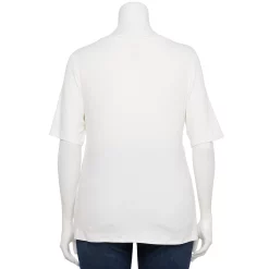 Plus Size Nine West Essential Fitted Elbow-Sleeve Tee -Nine West shop 5247489 ALT