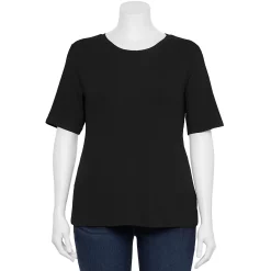 Plus Size Nine West Essential Fitted Elbow-Sleeve Tee