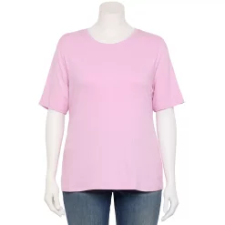 Plus Size Nine West Essential Fitted Elbow-Sleeve Tee -Nine West shop 5247489 Lilac Necklace