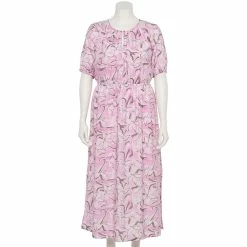 Plus Size Nine West Puff-Sleeve Chiffon Maxi Dress -Nine West shop 5262085 Orchid Soft Floral