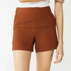 Women's Nine West Mid-Rise Pull-On Soft Shorts -Nine West shop 5280255 Cocoa Loco