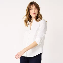 Women's Nine West Long Sleeve Structured Button-Down Shirt -Nine West shop 5284618 White